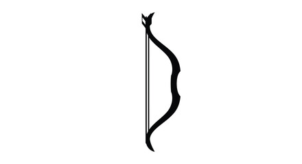 Simple Black and White Illustration of a Bow and Arrow for Archery