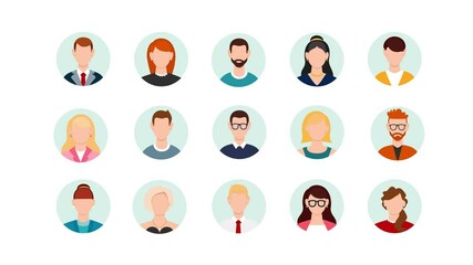 Diverse team members avatars on white and green screen background - Powered by Adobe