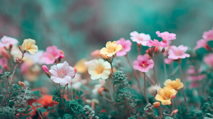 Delicate pastel wildflowers whisper secrets of Beltane revelry, botanically vibrant symphony dances on springtime breezes, hidden narratives bloom