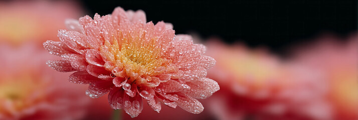 Chrysanthemum sparkling with morning dew, symbolizing long life during Japan's Kiku Matsuri, whispers ethereal autumnal serenade