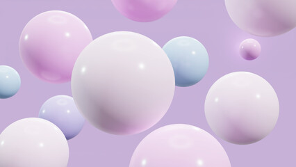 3D rendered pastel spheres floating gracefully in the air. Soft, dreamy, and minimal background perfect for modern design, branding, web visuals, and digital art aesthetics.
