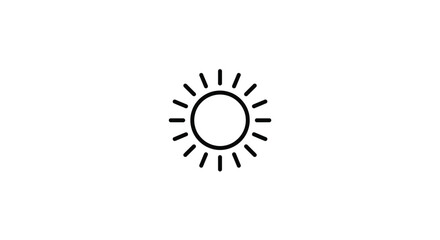 Simple Black Line Art Illustration of the Sun on a White Background