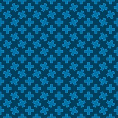 Blue bordered crosses pattern on dark background, square