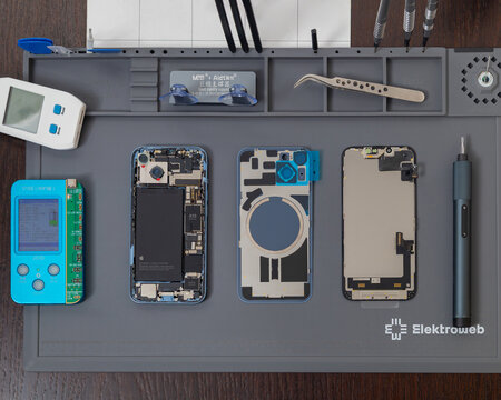 disassembled iPhone phone during repair Wroclaw, Poland - 08.04.2025