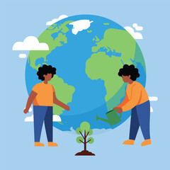 ILLUSTRATION OF CARING FOR THE EARTH AND THE ENVIRONMENT