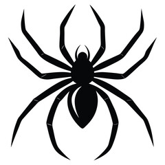 Black spider arachnid insect vector illustration isolated on white background symbol of horror and danger