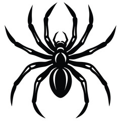 Creepy black and yellow arachnid on a white background, a scary Halloween vector illustration