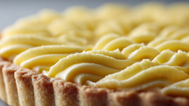 Golden custard waves on a flaky tart, evoking Pi Day celebrations with creamy indulgence and mathematical elegance