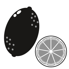 フルーツ　レモンのシンプルアイコン　モノクロ〜Fruit lemon simple icon monochrome〜