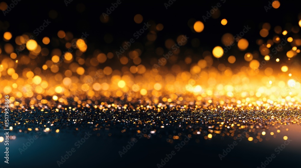 Poster a shimmering golden bokeh background with sparkling light creating a festive atmosphere