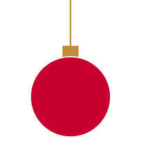 Christmas ball ornament in flat design style. Red Christmas bauble design element. PNG illustration.