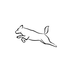 Jumping dog line logo design