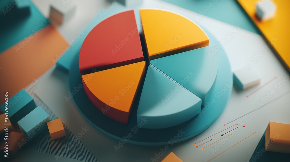 Poster abstract d pie graph with geometric and lines
