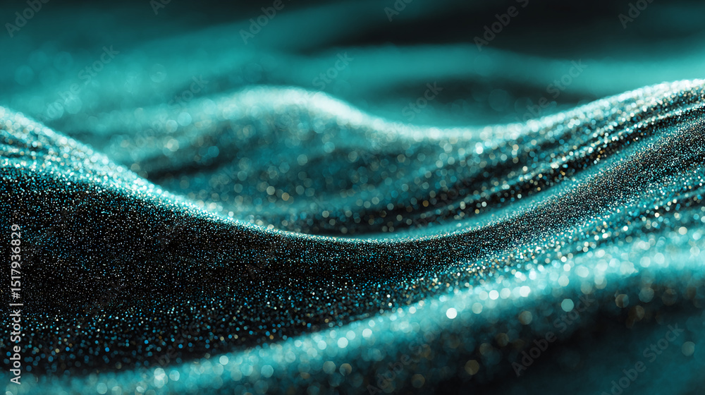 Poster teal glitter texture, shimmering waves creating a luxurious, elegant backdrop suitable for website b