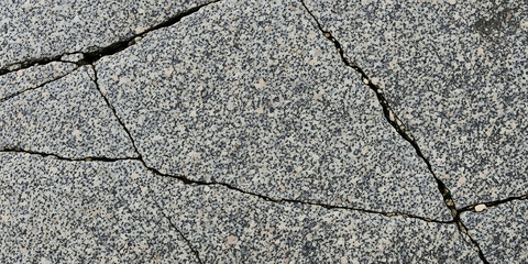 Cracked Pavement Texture, Rough Asphalt Surface, Abstract Grey Road, Outdoor Grunge Background, Broken Street Material