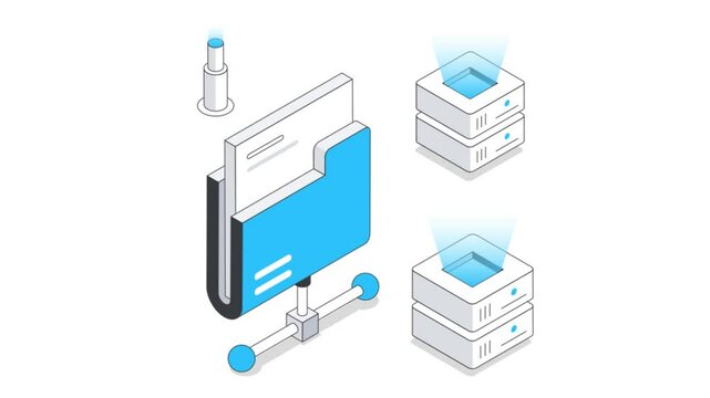 Folder Networking Isometric Animation. 