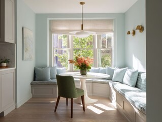 A light and airy bay window breakfast nook.
