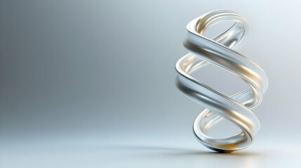 Silver Spiral Abstract Design On Light Gray Background