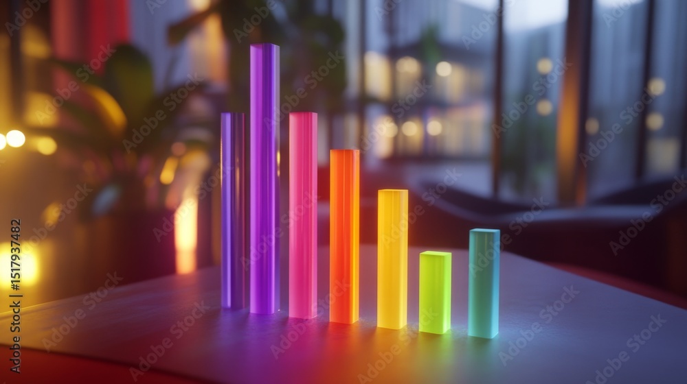 Poster clean corporate d bar chart with soft shadows and color-coded data