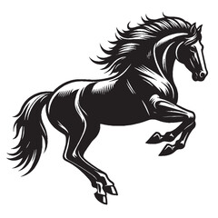 Silhouette Vector of Running Horse – Outline Style Isolated on White Background
