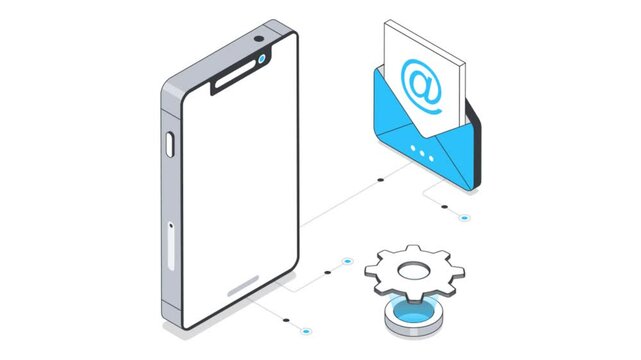 Mobile Chat Setting Isometric Animation. 