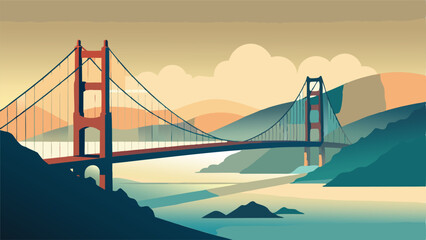 Fototapeta premium Golden gate bridge illustration san francisco california usa