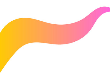 Magical colorful yellow and pink gradient long wave banner background. Fantasy concept. PNG illustration on transparent background.