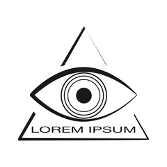 Stylized eye in triangle. Logo for ophthalmologist. Vector illustration