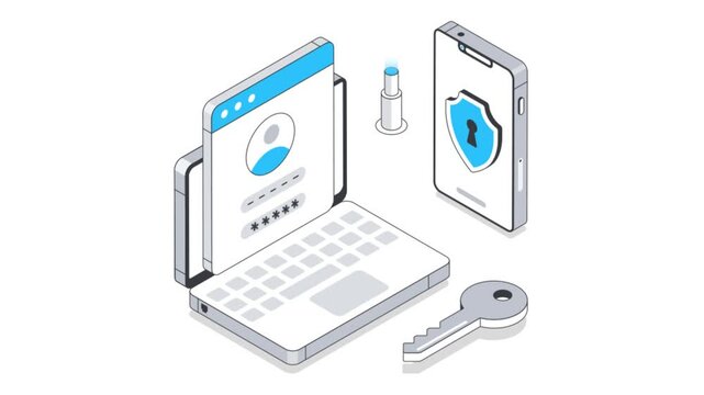 Two-Factor Authentication Isometric Animation. 