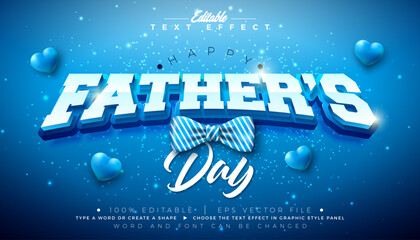 Father's Day 3D Text Effect Design Editable and Scalable Vector Graphic Style Effect with Shadow and Typography Lettering on Blue Background. Premium Father Day Illustration Mockup Template for the