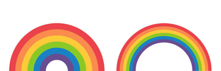 Fototapeta premium Pride month symbol isolated on white background.Colorful half circles geometric vector icon.Set of rainbow.