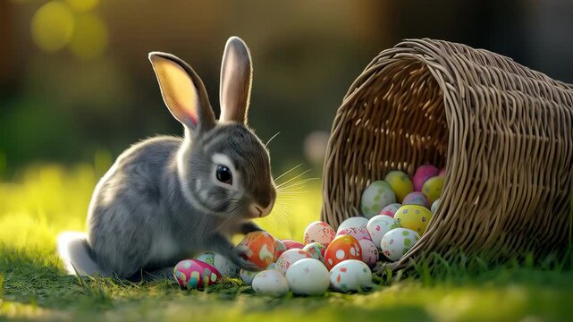 Osterhase mit Eiern