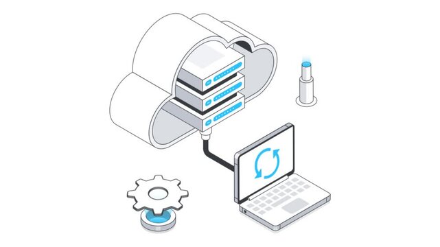 Cloud Configuration Isometric Animation. 
