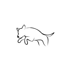 Line Art Illustration of a Jumping Dog