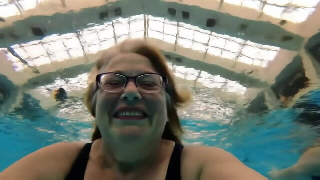 Seniorin schwimmt