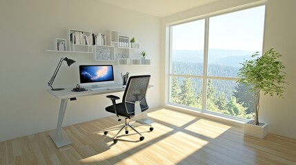 Modern Home Office with Stunning Mountain View