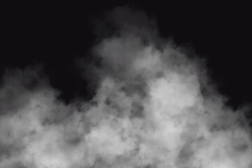Realistic white fog or smoke on a black background. 