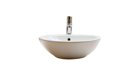 Elegant white ceramic washbasin with chrome faucet against a black backdrop