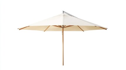 Fototapeta premium Elegant Patio Parasol: Cream Canopy and Wooden Pole