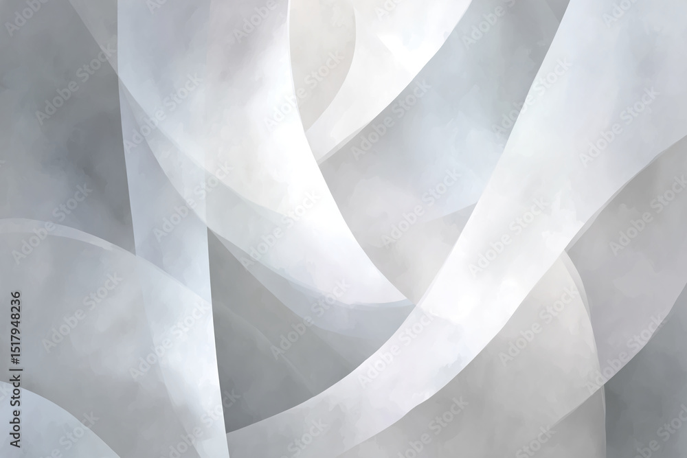 Poster abstract image of flowing, light gray curves creating a soft, elegant design, suggesting movement an
