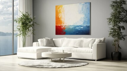 Abstract Seascape Canvas Art in Modern Living Room