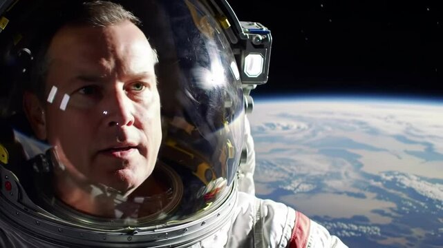 Astronaut im Weltall vor der Erde