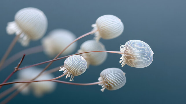 Delicate white pods sway like moonlit lanterns, evoking Ghost Festival serenity and Zen garden tranquility in nature's poetry