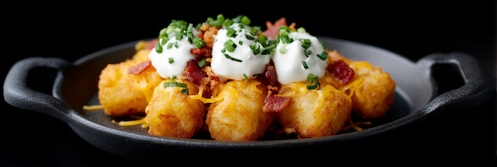 Crisp tot symphony with cloud-like sour cream celebratory whispers, perfect for National Potato Day or quirky SpudFest revelry