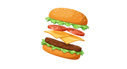 A vector image of a falling hamburger