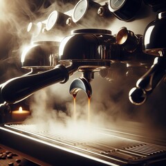 Close Up of Espresso Machine Steam Detailed shot of the steam