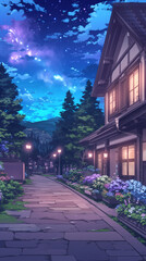 Fototapeta premium Enchanted Night Town Scene