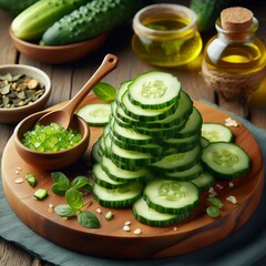 Crunchy Cucumber Slice A crunchy cucumber slice with a refreshin
