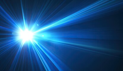 A blue light beam with smooth curves, a dark blue gradient background, and a blurred effect.