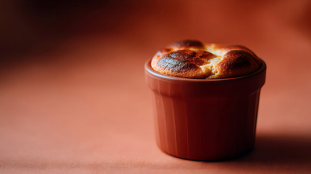 Golden-browned souffle ascends from clay ramekin, evoking culinary triumph, embodying enigmatic warmth akin to Festive Crustacean Day